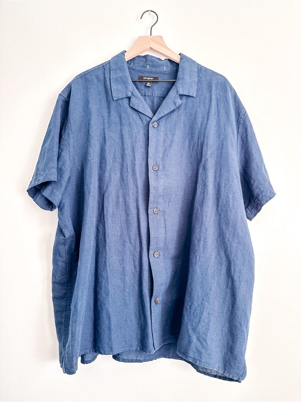 Banana Republic Linen Blend Camp Collar Shirt Blue XXL